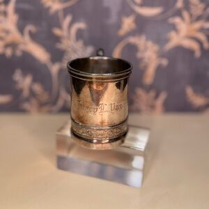 Vintage Estate Engraved Silver-Plated Tea Cup